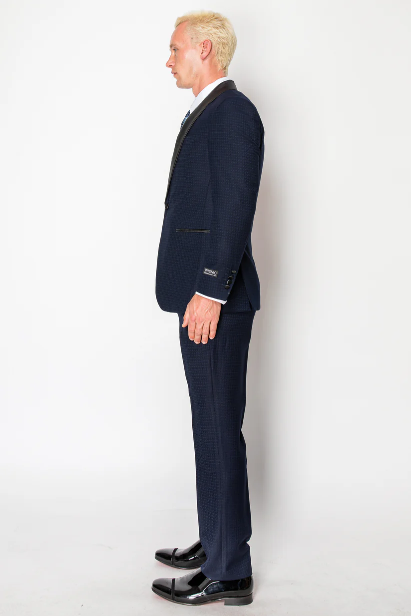 (side) navy tux with design