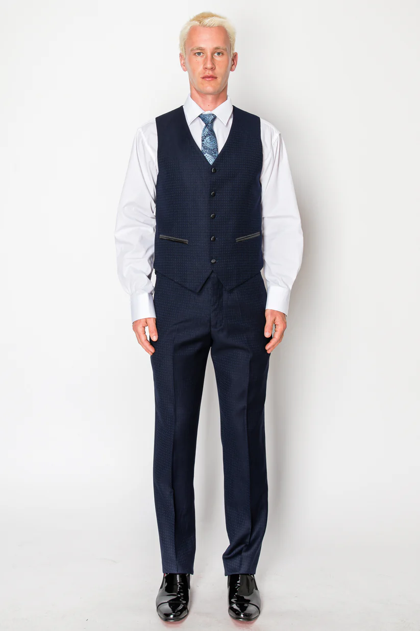 (vest) navy tux with design