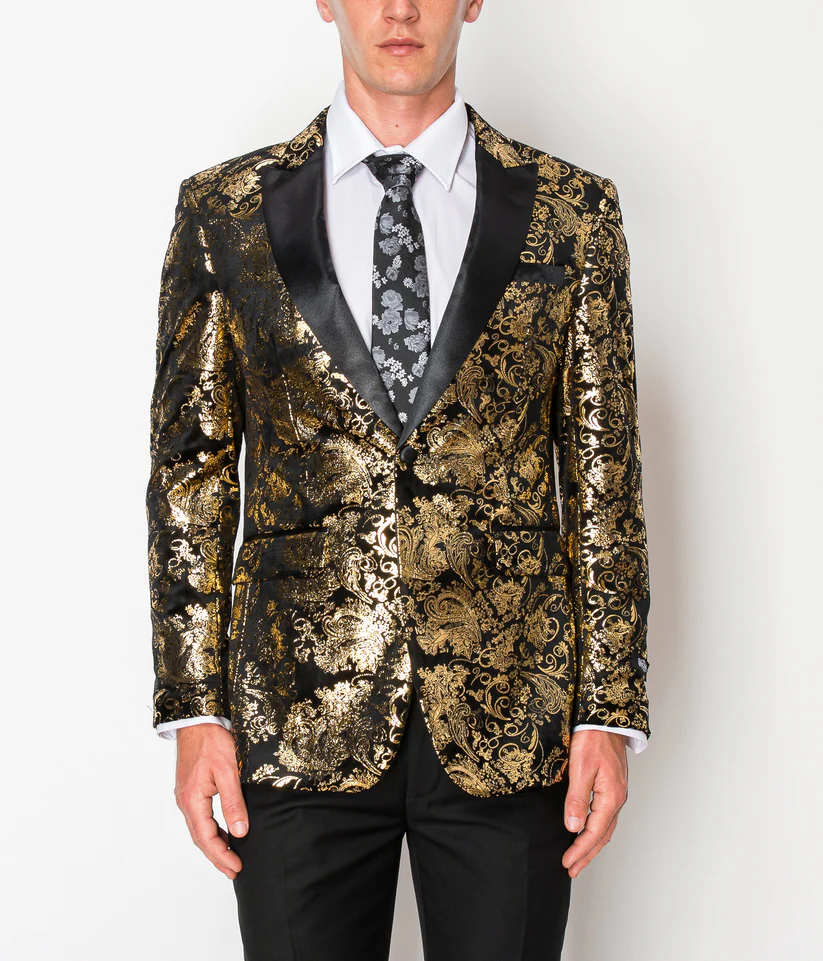 Shiny Gold Patterned Jacket (front)