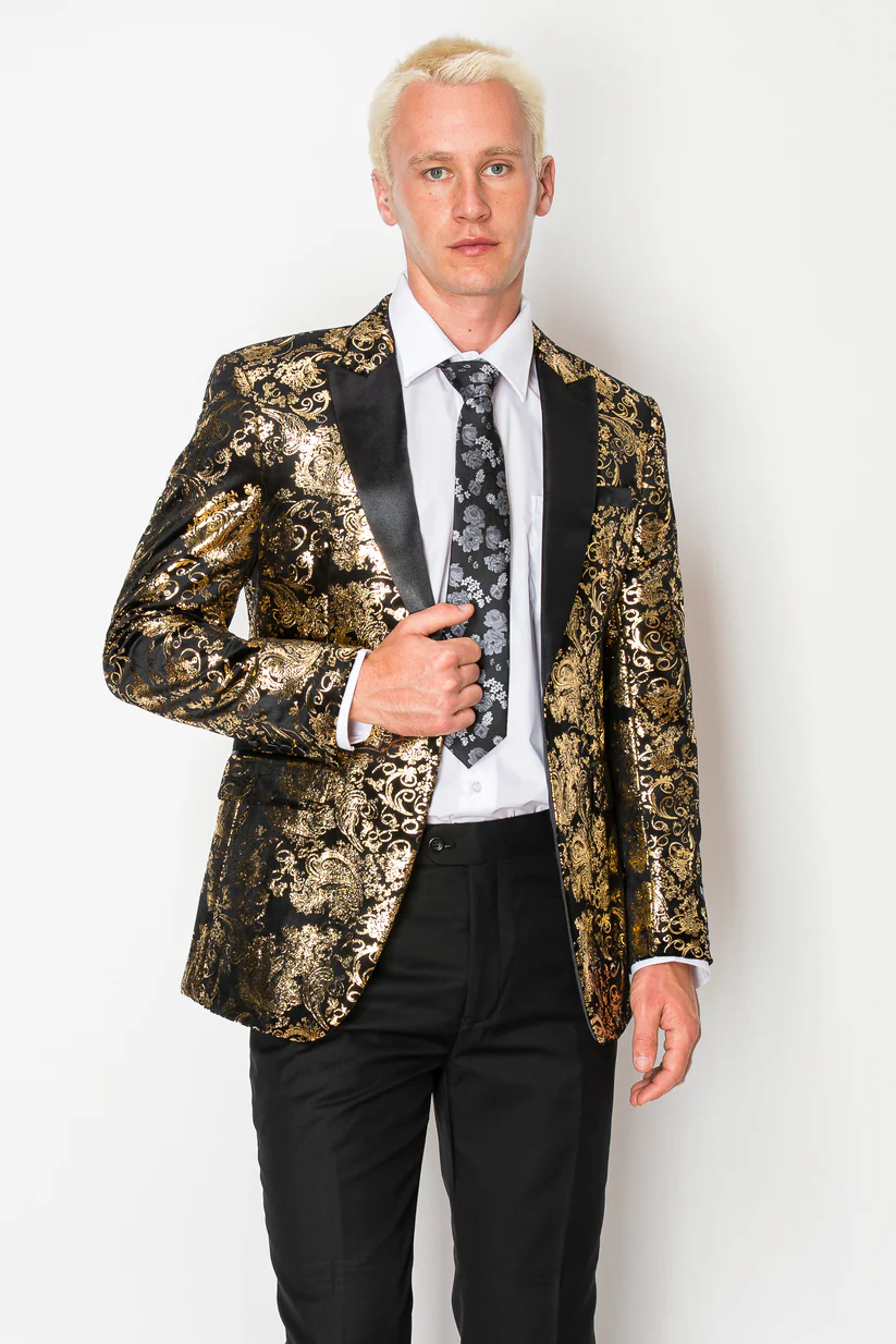 Shiny Gold Patterned Jacket (pose 1)