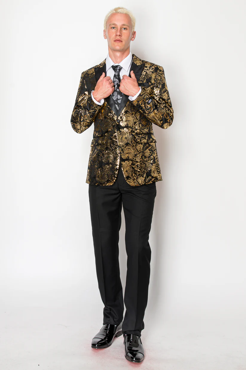 Shiny Gold Patterned Jacket (pose 2)