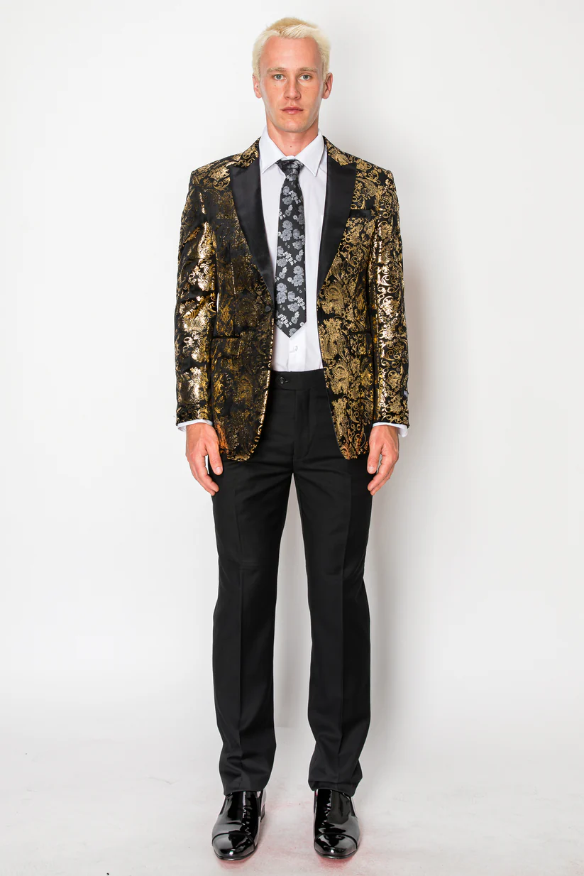 Shiny Gold Patterned Jacket (standing)