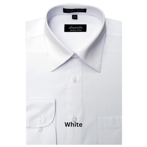 Amanti Men's Classic Dress Shirt Convertible Cuff Solid