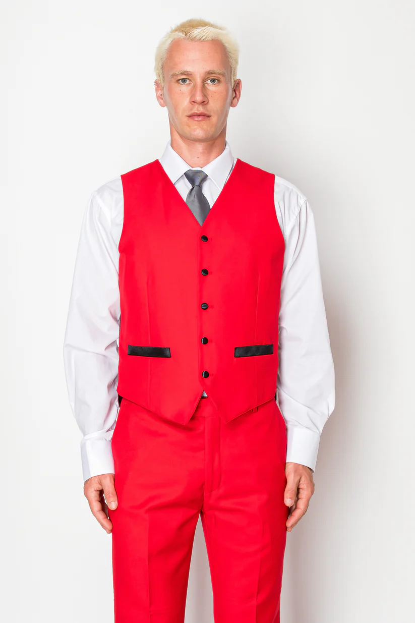 (close vest) red tux